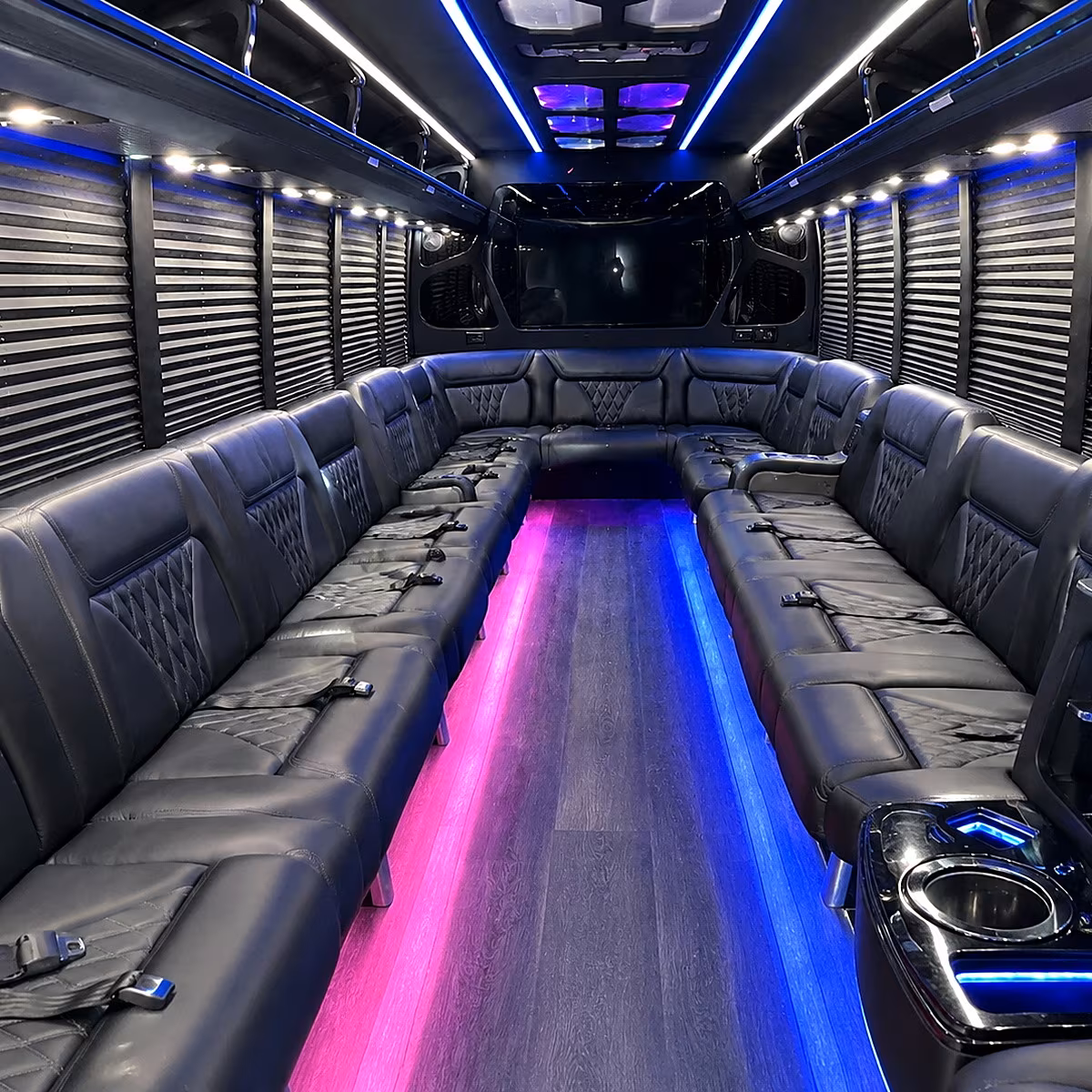 Fort Worth Bachelor & Bachelorette Transportation party bus interior