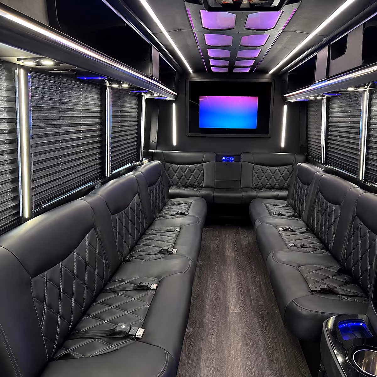 Fort Worth Prom & Homecoming Transportation party bus interior