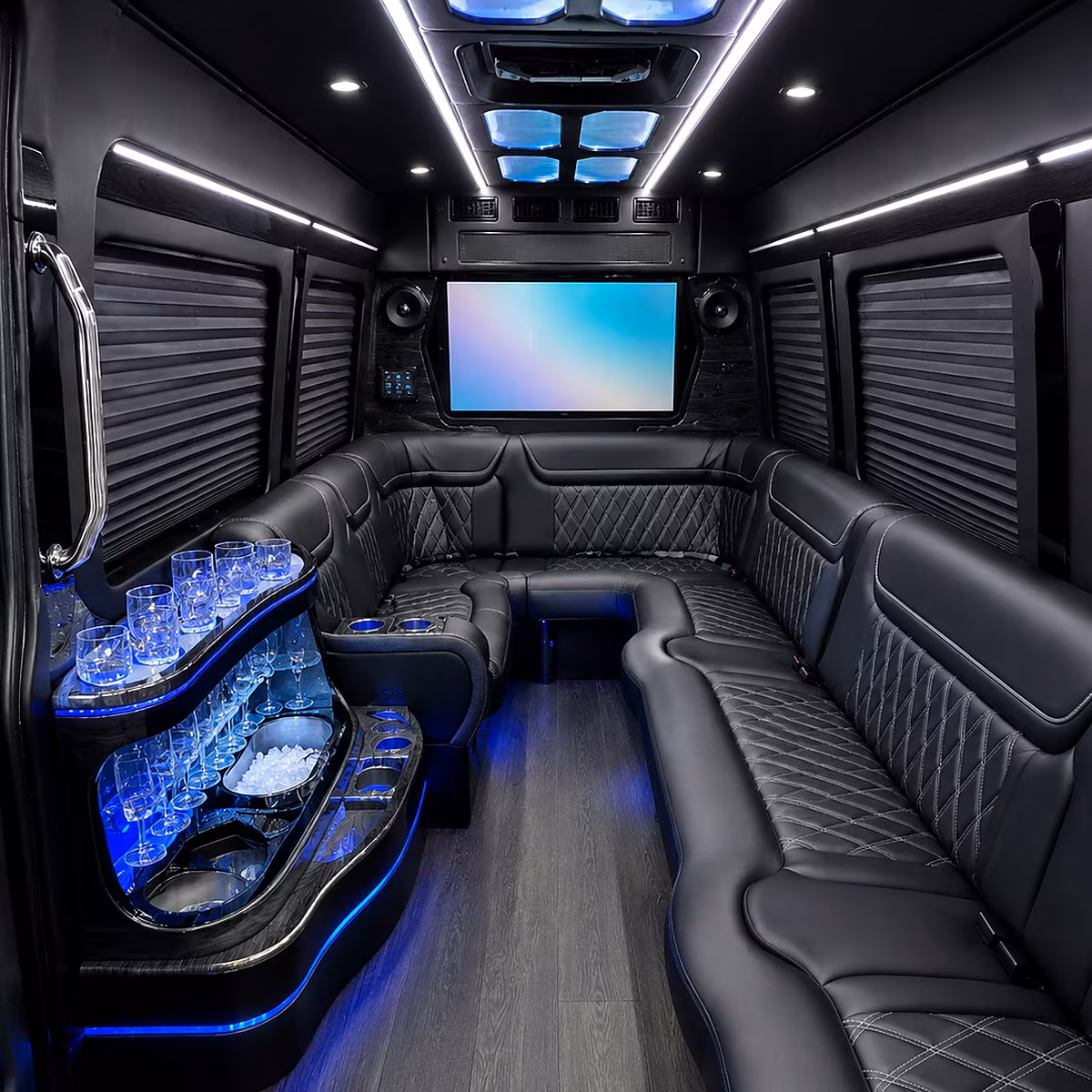 Fort Worth Prom & Homecoming Transportation party bus interior