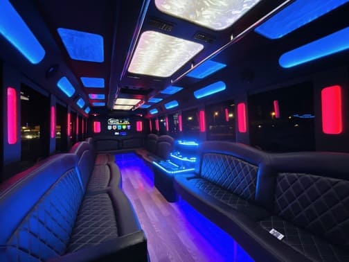 Lewisville 35 Passenger Party Bus Interior